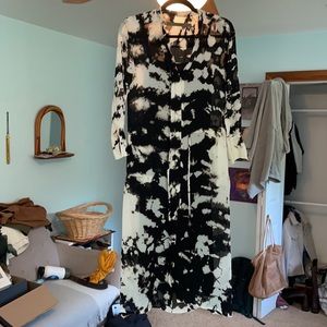 Enza Costa Black and White Marble Dress with Slip
